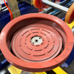 Close up of north glass loading table